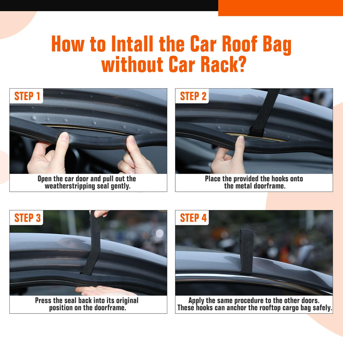 ACLONG 21 Cubic Feet Car Roof Bag 840D Waterproof Rooftop Cargo Carrier Bag for All Cars with/Without Racks Includes Anti-Slip Mat Storage Bag Combination Lock 6 Door Hooks