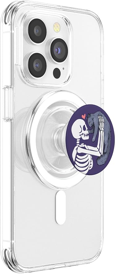 PopSockets Skull &amp Goth Phone Grip &amp Stand - Skeleton &amp Cat PopSockets PopGrip for MagSafe