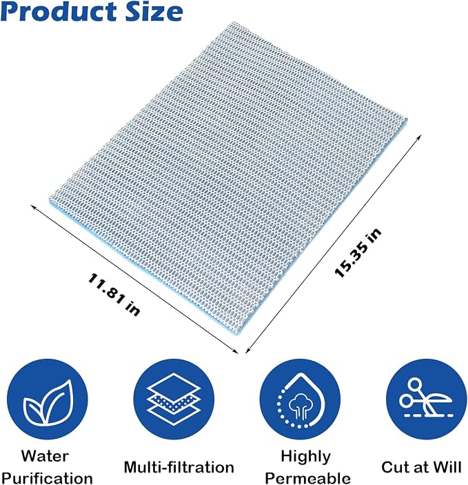 8 Layer Aquarium Filter Media Pad, 15.7 x 11.8 in Washable Cuttable Filters