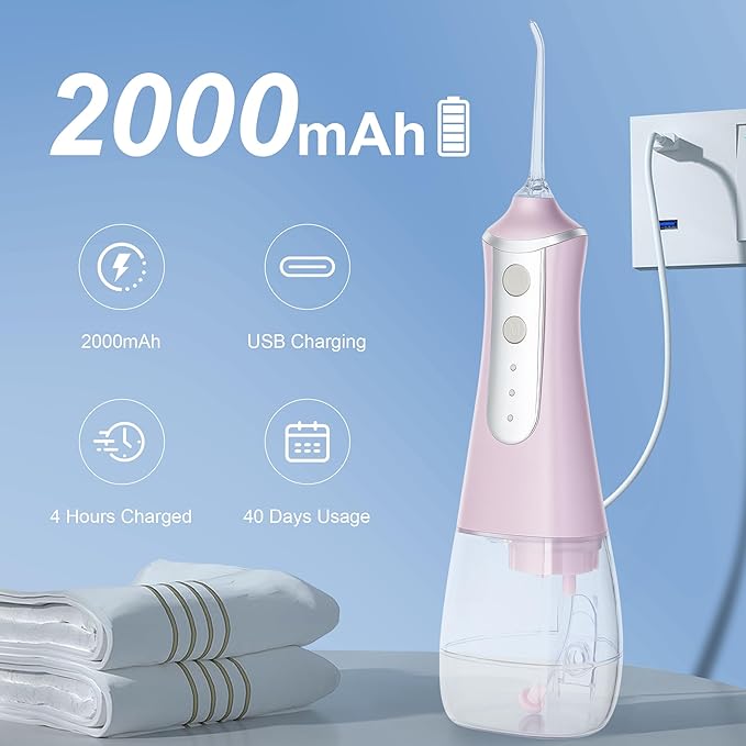 Electric Water Flosser Water Flosser Portable Dental Flosser Oral Cleaning (L10 Pink)