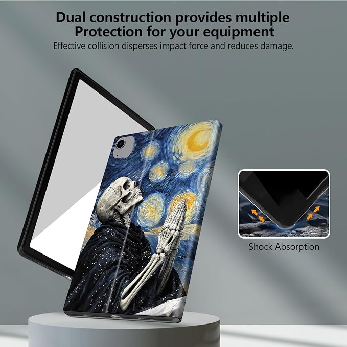 for iPad Air 13 Inch Case (M3/M2-2025/2024 Release) Slim iPad 13 Protective Case with Stand Hard Back Shell for iPad Air 13 Auto Wake/Sleep 1776 American Flag with Bullets