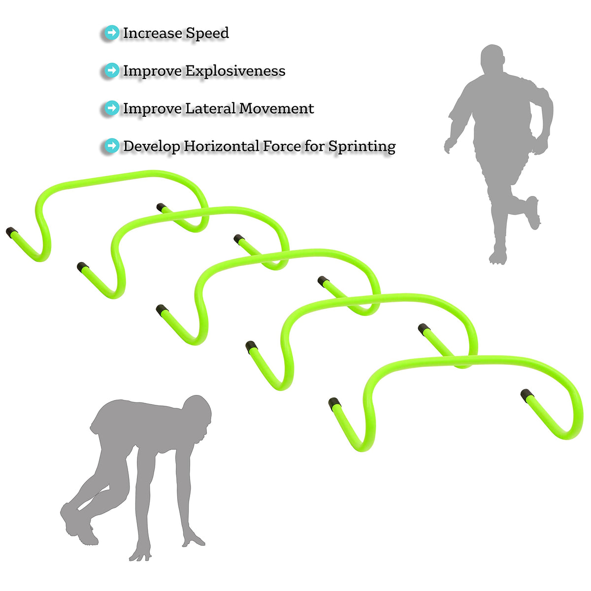 Trademark Innovations 6" Speed Training Hurdles Pack of 5 (Light Green)