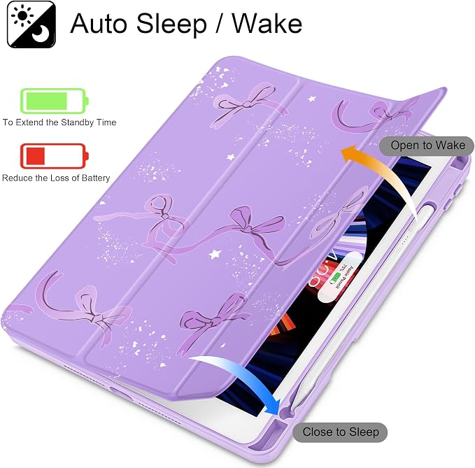 Tuiklol for iPad 10.2 inch 9th / 8th / 7th Gen 2021 2020 2019 Release Case | Built in Pencil Holder - TPU Protection Trifold Stand Stand Clear Back Tablet Cover With Auto Wake/Sleep Blue berries