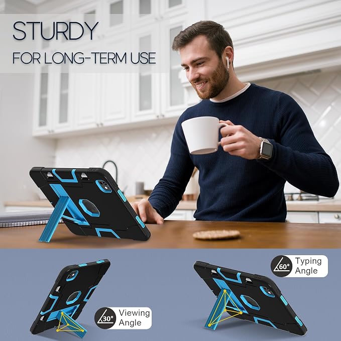 Tablet case for iPad Pro 11 Inch 2024 (5th Gen)Hard PC Soft Silicone Protective Kickstand tab Case for iPad Pro 2024 11 (Model: A3006/A2836/A2837) Pencil Holder Kickstand Cover Black