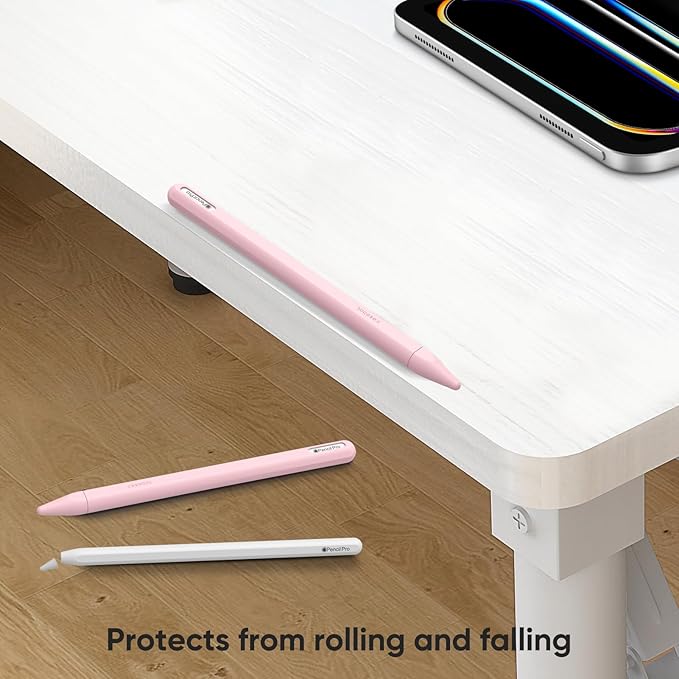 Fintie Silicone Sleeve for Apple Pencil Pro & Apple Pencil 2nd Generation, Light Pen Skin Case Cover Soft Protective Grip Holder with 2 Nib Covers Accessories, Pink
