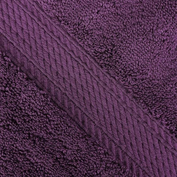Superior Egyptian Cotton Pile Bath Towel Set of 2, Ultra Soft Luxury Towels, Thick Plush Essentials, Absorbent Heavyweight, Guest Bath, Hotel, Spa, Home Bathroom, Shower Basics, Plum