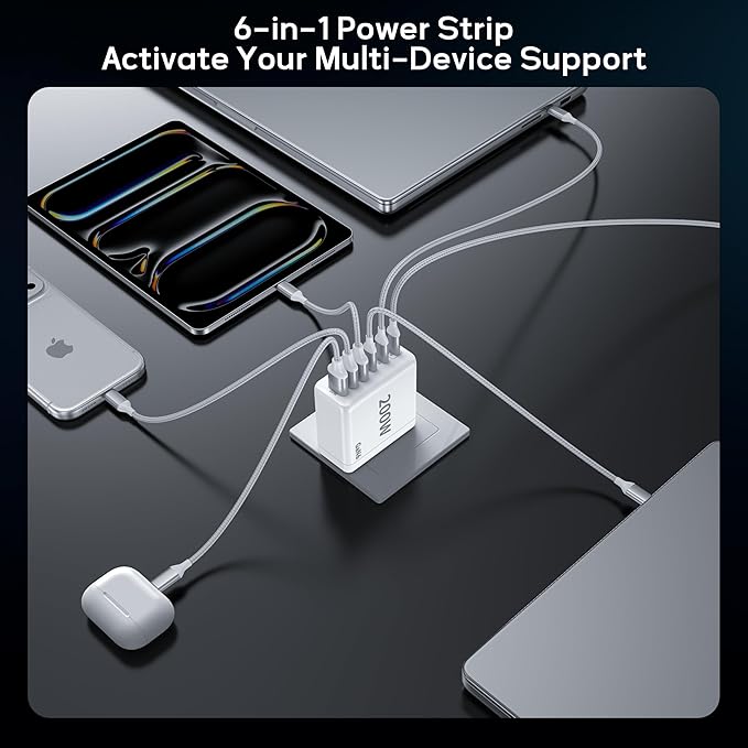 2 Pack USB C Charger Block, 200W GaN Super Fast Charger Type C iPhone 17 16 Fast Charging 6 Port Foldable PD Charging Station for All iPhone/Samsung Galaxy S25/S24/MacBook iPad