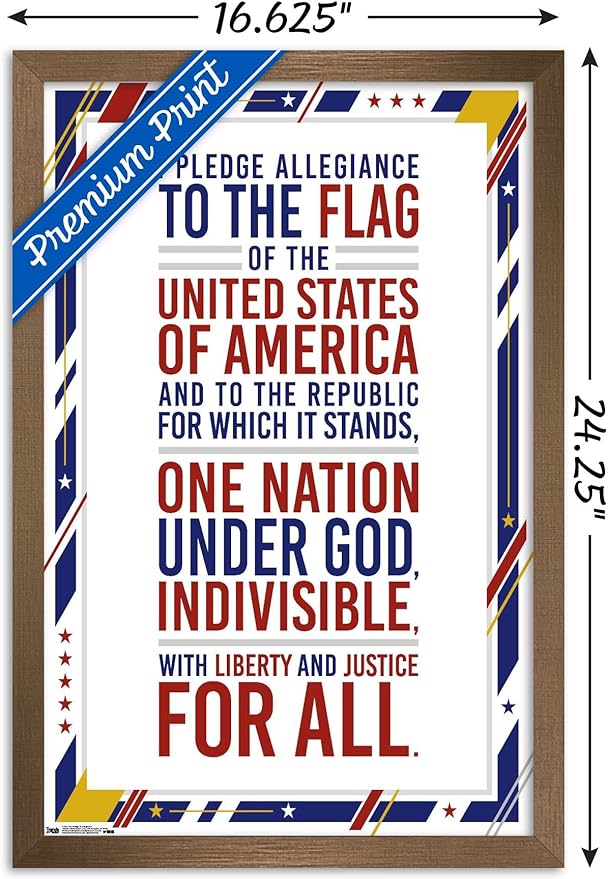 Trends International The United States Of America - Pledge Of Allegiance Wall Poster, 14.725" x 22.375", Bronze Framed Version