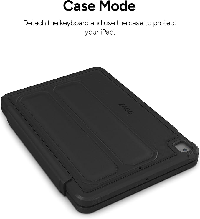 ZAGG Rugged Book iPad Case with Detachable Magnetic-Hinged Keyboard for iPad Air 3, iPad Pro 10.5" & 10.2" (9th Gen), Multi-Device Bluetooth, Apple Pencil Holder, Long-Lasting Battery, Wireless, Black