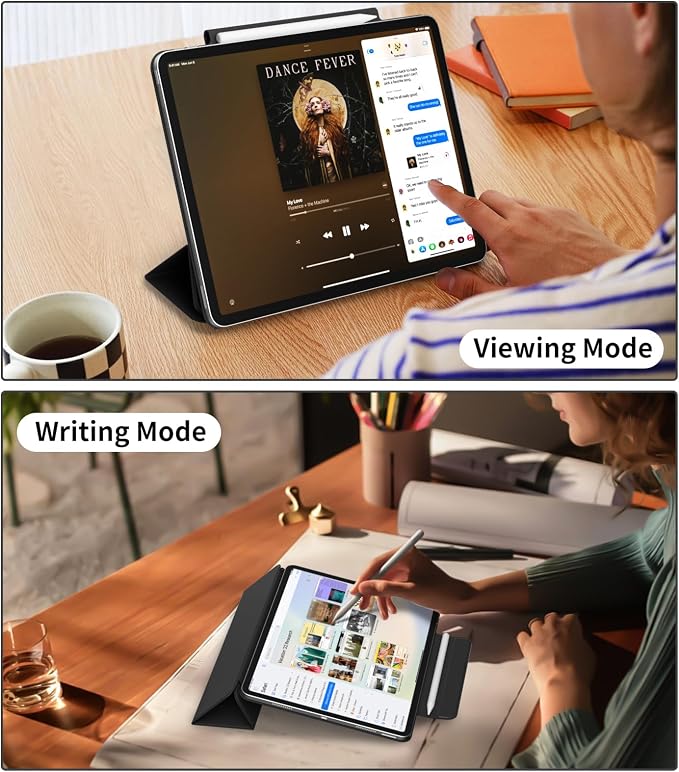 Magnetic Case for iPad Air 13 Inch M3/M2 (2025/2024) iPad Pro 12.9 inch 6th/5th Generation (2022/2021) | Auto Sleep/Wake | Pencil Pro &amp USB-C | Non-Slip PU Leather Protective Cover Black