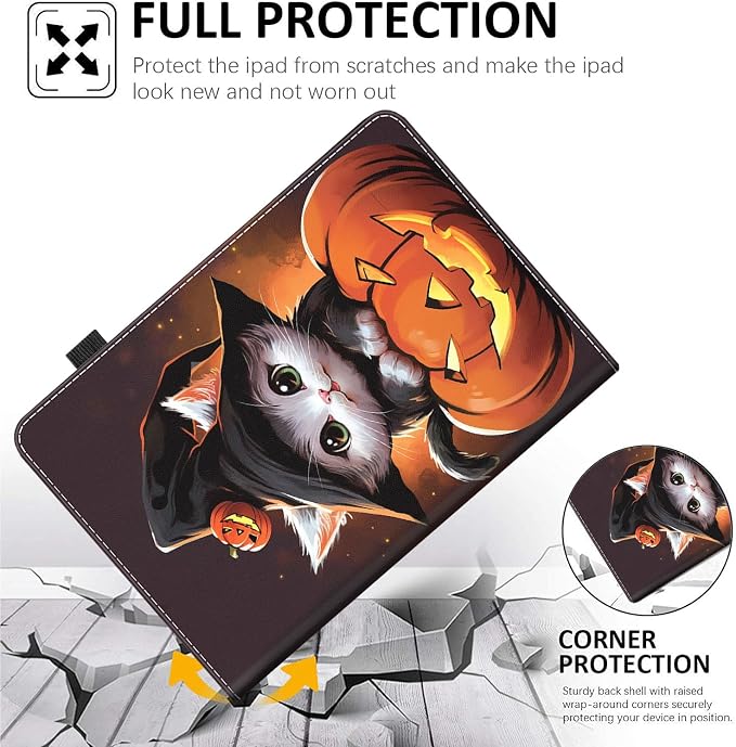 Case for All-New Amazon Fire HD 10 and 10 Plus Tablet (13th/11th Generation 2023/2021 Release) 10.1 Multi-Angle Smart Stand Cover Auto Sleep/Wake Skull and Fire