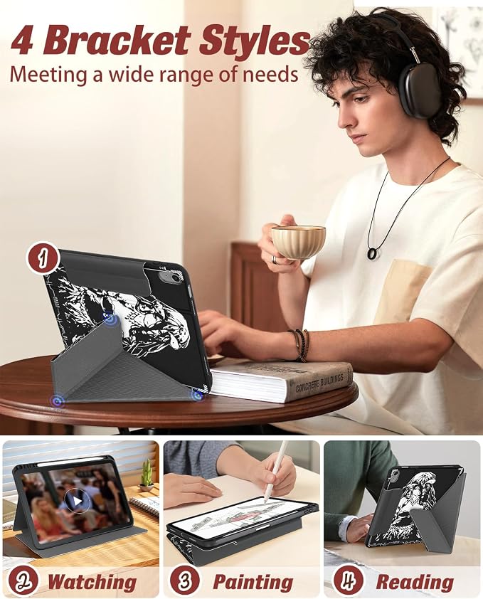 for iPad 9th/8th/7th Generation 10.2 Inch Case with Pen Holder for Boys Girls Women Men Cute Cartoon Anime Cool Funny Protector Stand Tablet Cover for Apple i Pad 7/8/9 Book Cat