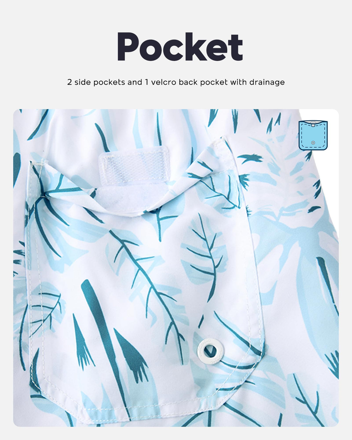 maamgic Mens Swim Trunks Quick Dry Swim Shorts with Mesh Lining Funny Swimwear Bathing Suits 7inch Veined Leaves Blue Large