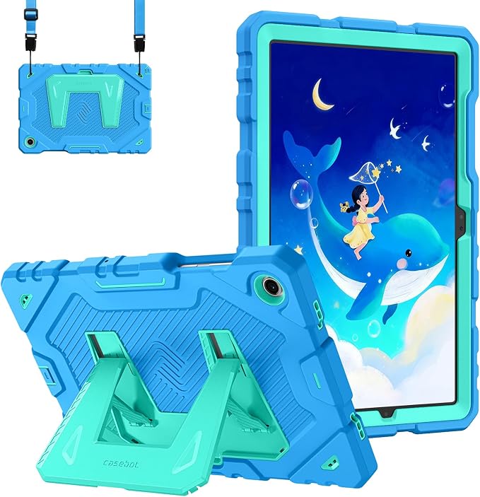 Fintie Kid-Friendly Case for Samsung Galaxy Tab A11+/A9+ 11'' Black | Rugged Shockproof Case Kickstand &amp Shoulder Strap Adjustable Stand 3-Layer Drop Protection for Learning &amp Travel
