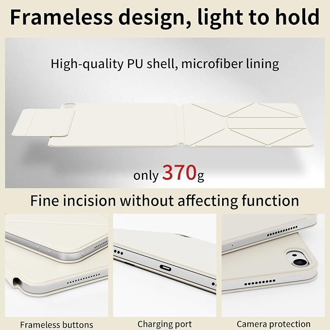 Dynamic Folio Magnetic Case for iPad A16 11th/10th Gen 11/10.9 inch | Removable Cover with 20+ Multi-Angle Stand Strong Attachment| Detachable Clasp| Ultra Thin| Auto Wake/Sleep Black