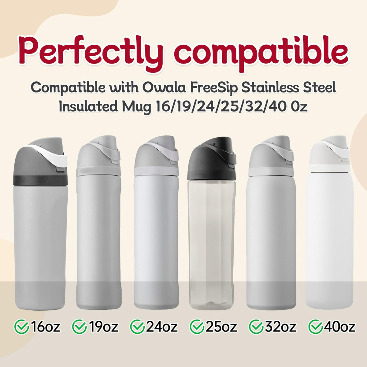 3 Replacement Rubber Stopper Seal for Owala FreeSip 16oz 24oz 32oz 40oz(F4)