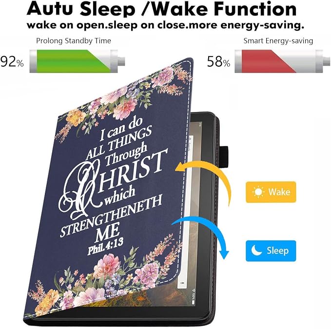 Case for Amazon Kindle Fire HD 10 Tablet 10.1 (9th/7th Generation 2019/2017 Release) - PU Leather Folio Case with Smart Auto Wake/Sleep African American Girl