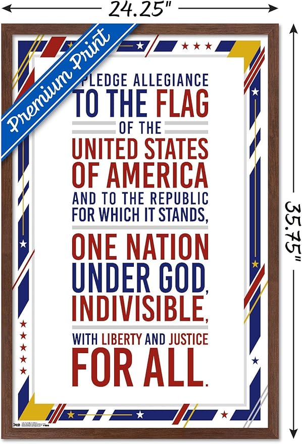 Trends International The United States Of America - Pledge Of Allegiance Wall Poster, 22.375" x 34", Mahogany Framed Version