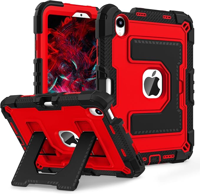 Kids Case Compatible with iPad mini 7 A17 pro 2024 Mini 6 8.3”Colorful Shockproof Case with Pencil Holder and Adjustable Big StandHandle Strap for iPad mini 6th 7th Gen