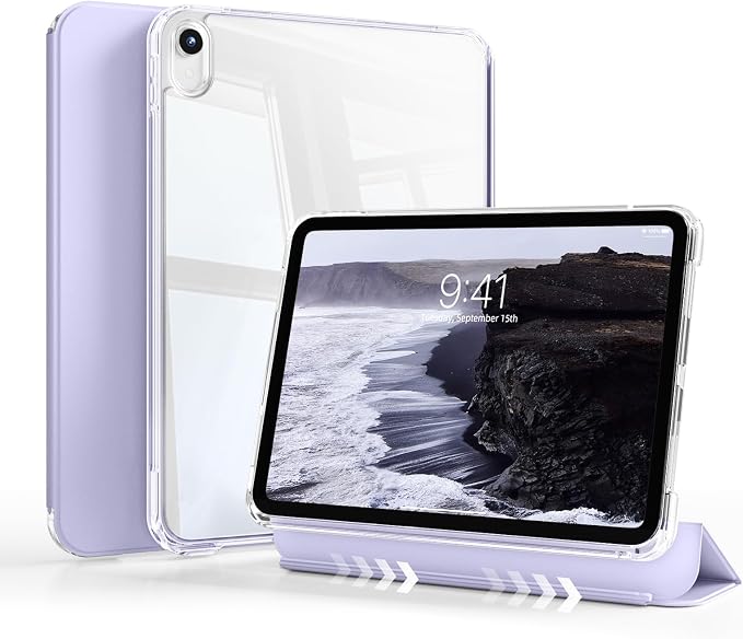 Detachable Case for iPad A16 11th Gen 11/10th Gen 10.9 Black | Slim Transparent Shell Back Soft Shockproof TPU Frame Without Pencil Holder Auto Sleep/Wake