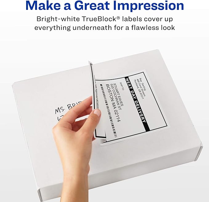 Avery Printable Shipping Labels, Sure Feed Technology, 3-1/3" x 4", White, Laser/Inkjet Printable, 60 Blank Mailing Labels per Pack, 300 Total (5 Packs of 15264)