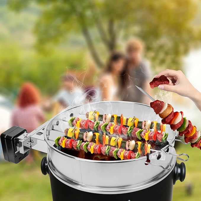 onlyfire Electric Skewers Turner Shish Kabob Set with Stainless Steel Ring