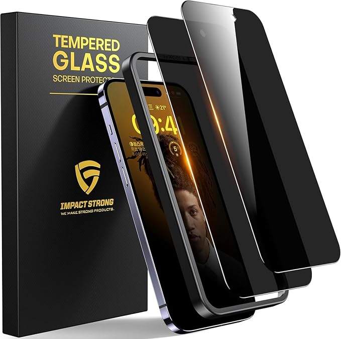 ImpactStrong Anti-Spy Privacy Screen Protector for iPhone 11 / iPhone XR (6.1-Inch) 9H Tempered Glass Shatter-Resistant Anti-Scratch Easy Install Kit Case Friendly 2-Pack