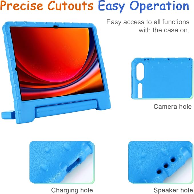 Kids Case for Samsung Galaxy Tab S10 FE Plus 13.1 (2025) Techcircle Handle Stand Light EVA Foam Bumper Protective Rugged Drop Protection Child Proof Cover Black