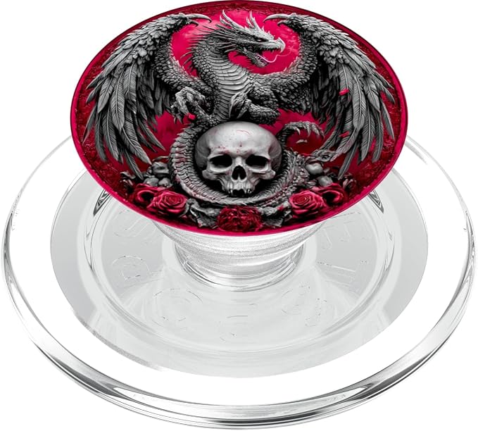 Gothic Dragon on Skull Fantasy PopSockets PopGrip for MagSafe