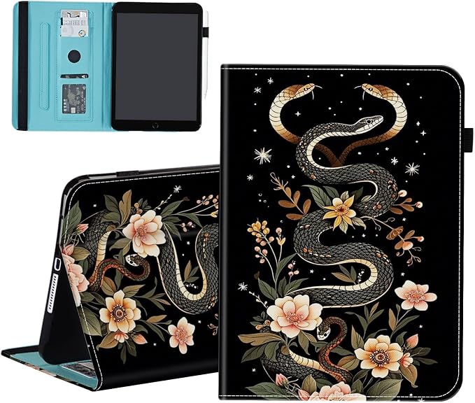Case for Kindle Paperwhite 12th Gen 2024 (7) &amp Kindle Colorsoft Signature Edition (7)Wallet PU Leather Folio Cover Multi-Angle Stand with Auto Wake/SleepAesthetic Snake Floral
