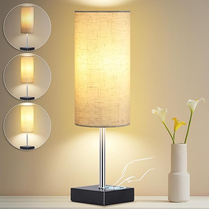 AVV Cordless Table Lamp with Dimmable, Rechargeable 3 Modes Battery Powered Bedside Lamp, Battery Operated Lamps for Night Stand, Touch Lamp for Bedroom, Living Room, Reading Room, 15 Inch Beige