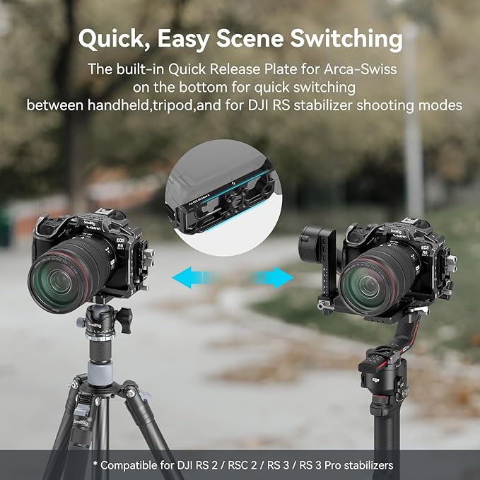 SmallRig“Black Mamba”Camera Cage for Canon R6 Mark II and R6 Mark III,Quick Release Plate for Arca-Type, Film Movie Making Camera Video Cage with Shoe Mount, 1/4''-20 & 3/8''-16 Threaded Holes
