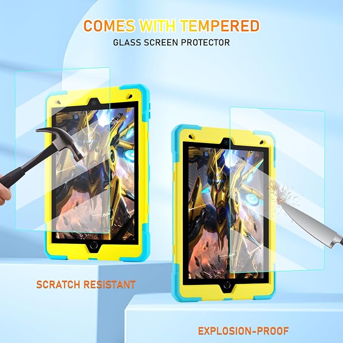 for iPad 9th/8th/7th Generation Case iPad 10.2 Case 2021/2020/2019 Rugged Heavy Duty Shockproof Protective Kids Case with Screen Protector/360° Rotating Folding Stand/Pencil Holder/Shoulder Strap