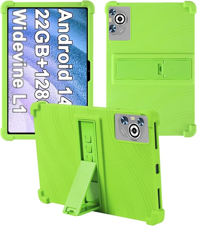 Case for Dghrti TAB30 2025 Android 14 Tablet 10.1 Inch，WUNIAK Shock Proof Lightweight Stand Rubber Shell Protective CoverKids Friendly Soft Silicone Adjustable Stand CoverBlack