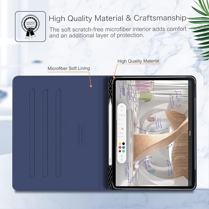 Fintie Multi-Angle Folio Case for iPad Pro 12.9 6th/5th/4th/3rd Generation | Multiple Viewing Angles Pencil Holder &amp Storage Pocket Drop Protection Pencil Charging Auto Sleep/Wake Blooming Hi