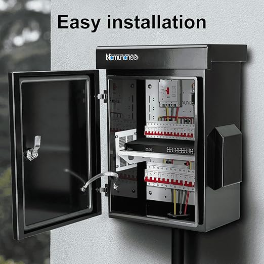 Outdoor Electrical Box, Cold-Rolled Steel Plate, Aluminum Alloy Back Beam, One-Piece Ventilation Design, IP65 Waterproof, Wall/Pole Mounted (17.8" x 13.8" x 7.9")