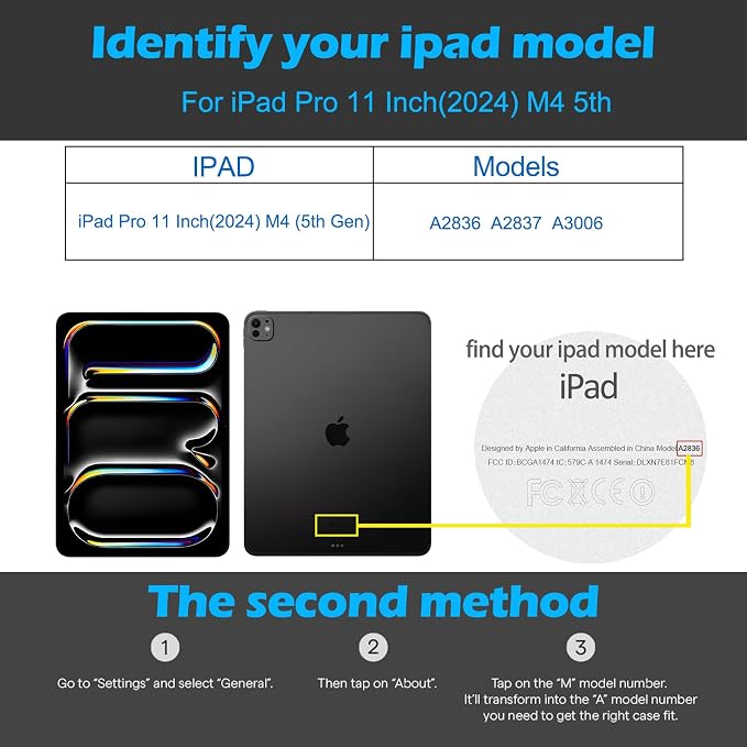 Microfiber Leather Case for iPad Pro 11 Inch (M4/M5) Black | 2024/2025 Auto Wake/Sleep slim Multiple Viewing Angles Shockproof Protective Stand