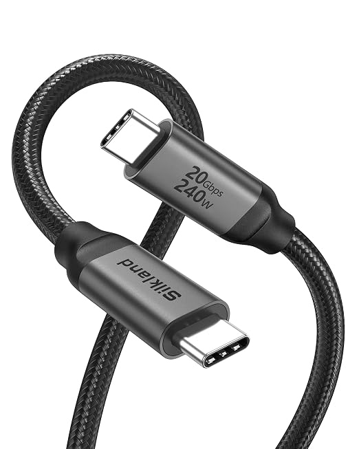 Silkland USB C Data Cable 20Gbps 1FT USB C to USB C Cable 240W Charging | High Speed Data Transfer Short USB C 3.2 Gen 2x2 Cable 5K/4K 60Hz USBC Monitor Cord Compatible with SSD Hub Docking