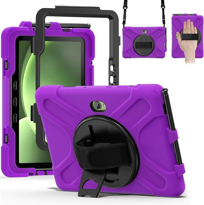 Samsung Galaxy Tab Active5/Active 3 8.0 Case with 360 Stand Handle Hand Strap &amp Shoulder Strap for Galaxy Tab Active5 8 2024 X300/X307 Active3 8 2020 T570/T575/T577 (Black)