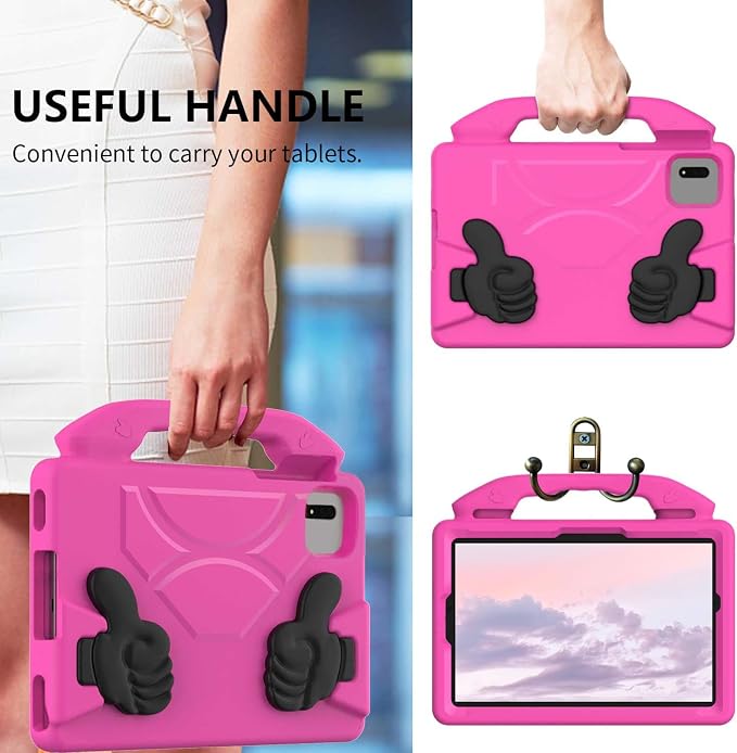 For Samsung Galaxy S11/S10/S9/S9FE/S8/S7 11 EVA Material Light Weight Shockproof Rugged Heavy Duty Thumb Kickstand Tablet Case For Lenovo M11/TAB Idea/Xiaoxin Pad Xiaomi PDA HONOR PAD X8a/X8b (black)