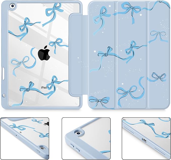 May Chen for iPad 9th Generation with Pencil Holder iPad 8th/7th Gen Case 10.2-inch [Penceil Holder] Trifold Stand Auto Wake/Sleep Clear TPU Protection Back Cover Ballet Shoes