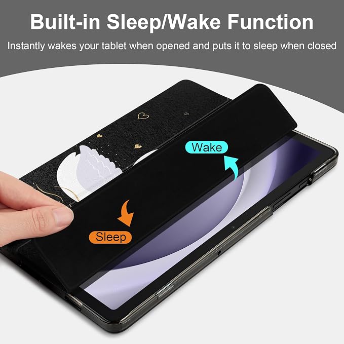 Case for Samsung Galaxy Tab A11 Plus A11+ 11 inch (2025/2026) &amp Tab A9 Plus A9+ 11 inch (2024/2023) Slim Smart Stand Cover with Translucent Hard Back Auto Wake/Sleep - Bear with Bows