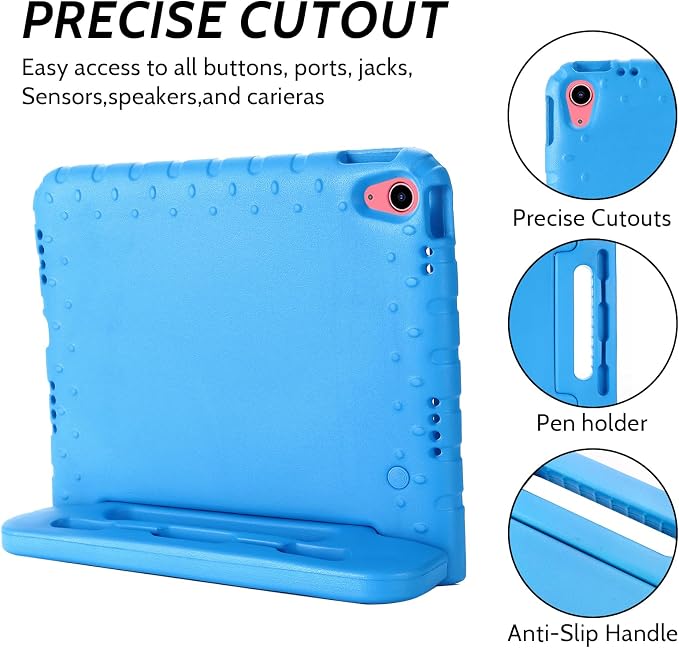 Dteck Kids Case for iPad 10.2 - Shockproof Rugged EVA Handle Stand Child Proof Case for iPad 9/8/7 Generation Black