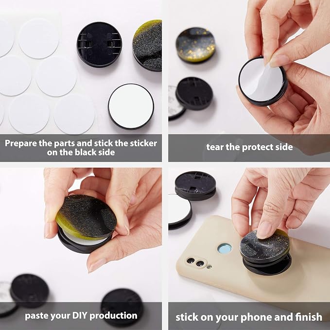 30 Pack Blank Phone Grip Holder Expandable Phone Grip StandBlack