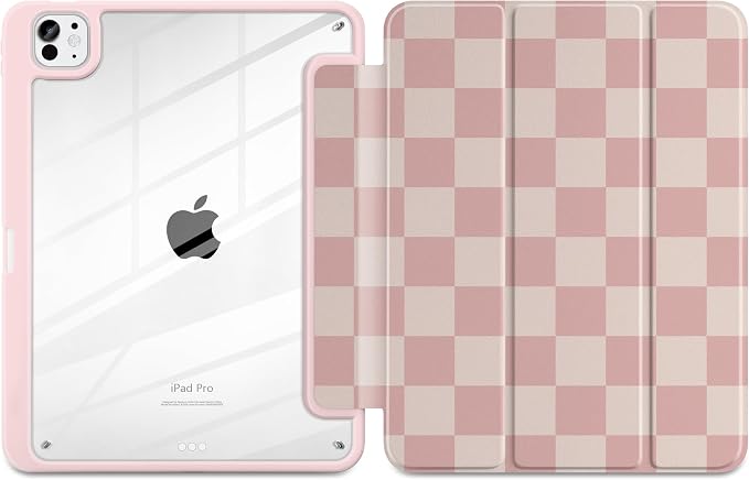Case for iPad Pro 11 inch M5 2025 /M4 2024 Blue Ribbon Stripe | Blue Ribbon Stripe Folio Case with Clear Back Pencil Holder Trifold Stand and Auto Sleep/Wake for Preppy Aesthetic Users