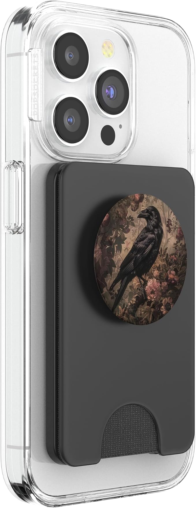 Aesthetic Vintage Gothic Boho Raven In Forest Floral Crow PopSockets Adhesive PopGrip