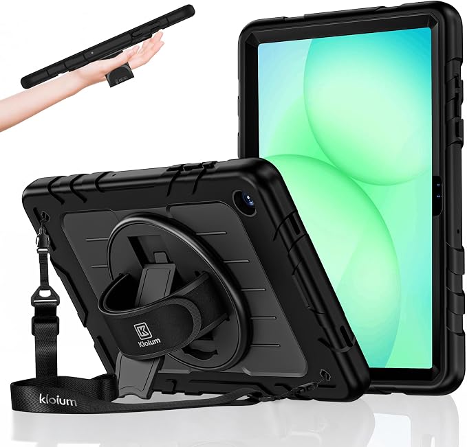 Case for Galaxy Tab A11 Plus 11 Inch 2025 and Galaxy Tab A9 Plus 11 Inch 2023 Heavy Duty Shockproof Rugged Protective Case with 360 Rotating Stand Kickstand Hand Strap and Shoulder Strap