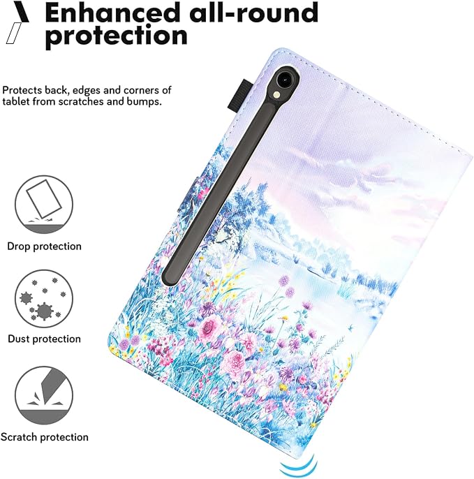 Case for Samsung Galaxy Tab S10 Lite/ S10 FE/ S9 FE 10.9 InchX400/X520/X510 Auto Wake/Sleep Premium PU Leather Folding Stand Cover with Pen Holder &amp Multiple Viewing Angles - Beach