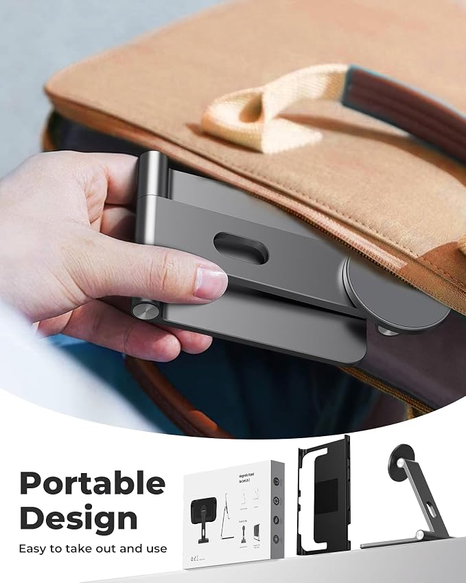 Foldable Magnetic Stand Holder for Nintendo Switch 2 iPhone | Aluminum Alloy Adjustable Design MagSafe-Compatible Portable Kickstand Mount Switch 2 Accessories for Desktop &amp Travel