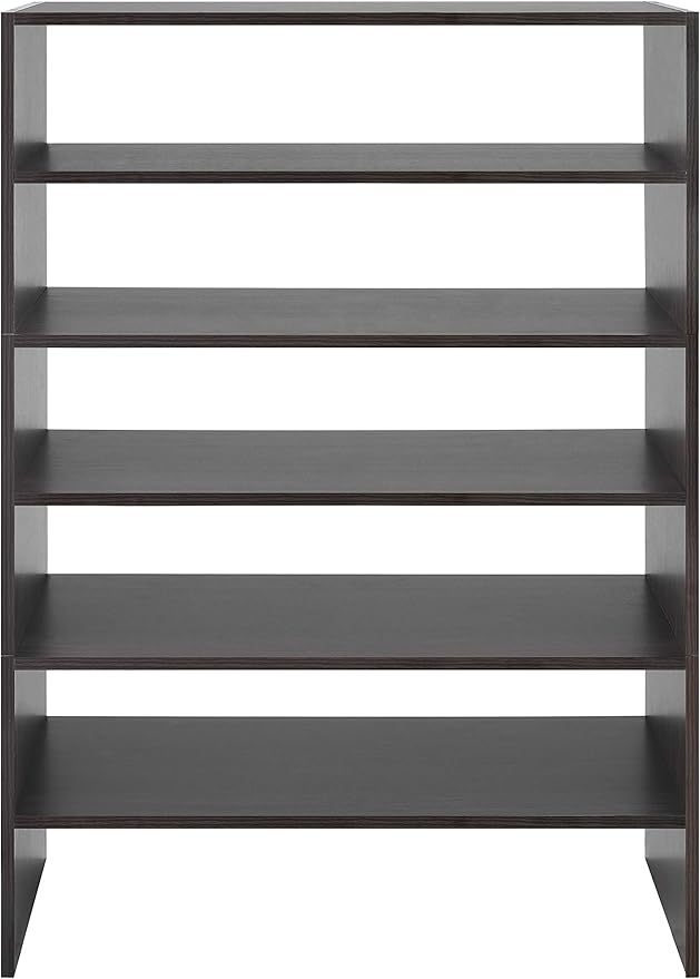 Whitmor Wood Stackable 2-Shelf Shoe Rack, 24 INCH, Espresso